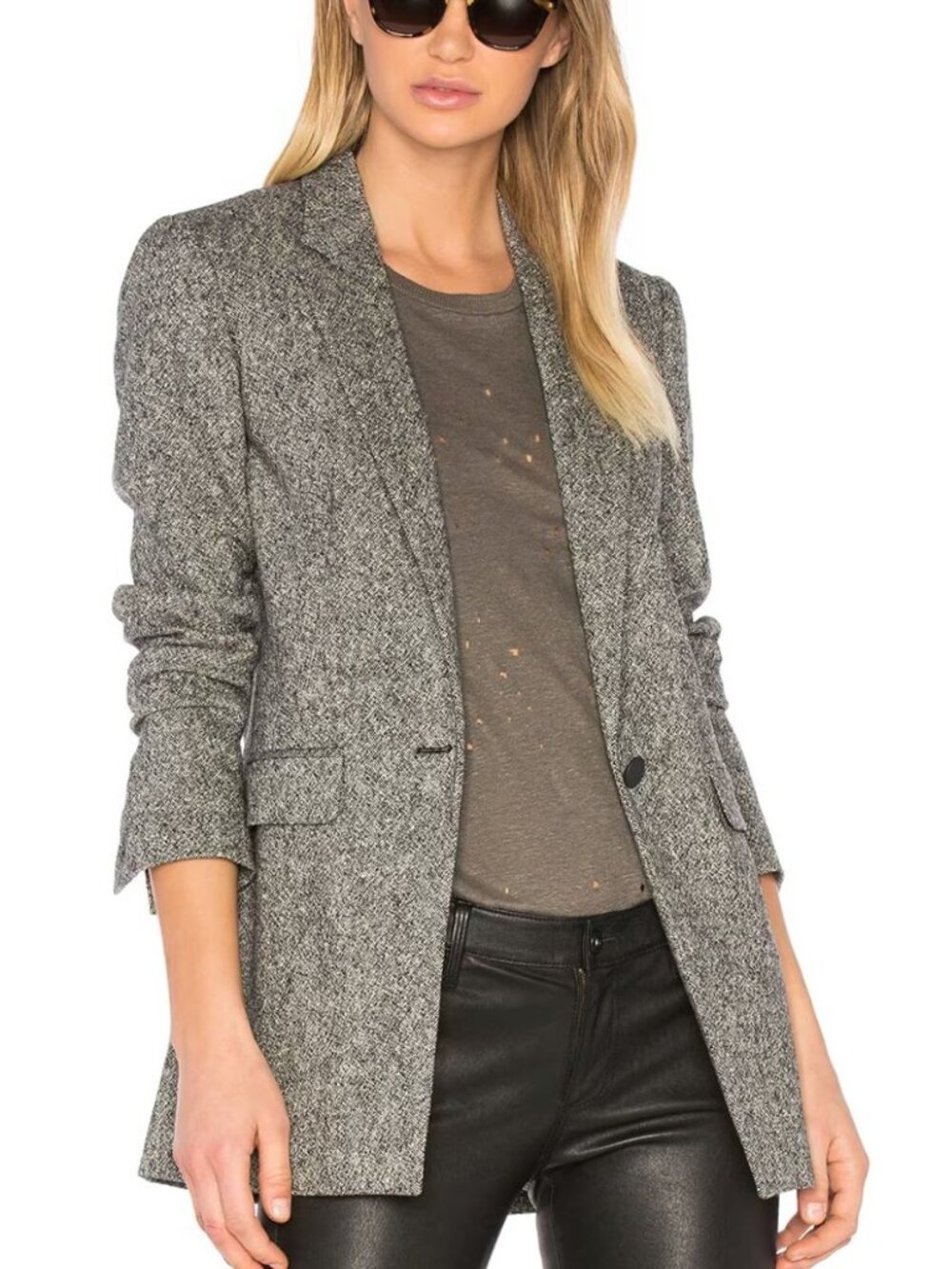 Rag & Bone Ronin Tweed Wool Blazer Jacket Black Size 0